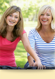 stock photo of a mom and daughter with braces